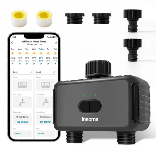 Imagen 1 del producto Temporizador de agua automático Wifi/Zigbee con puerta de enlace, manguera Dual, sistema de riego de jardín, programador de aspersores compatible con Alexa