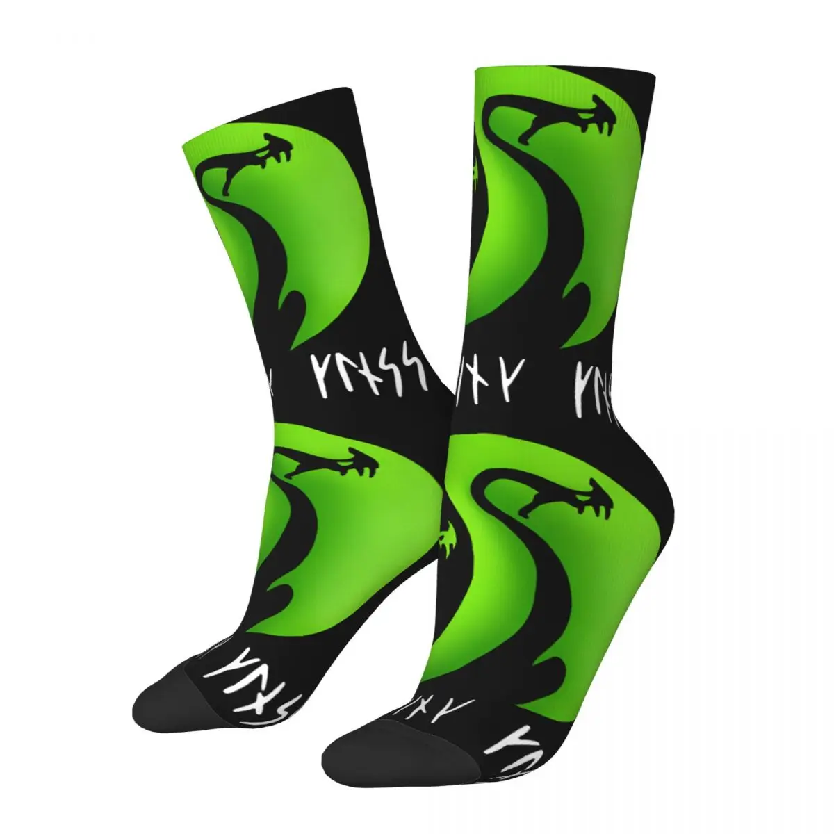 

Funny Crazy Sock for Men Green Hip Hop Vintage Marvels Iron Fist Happy Seamless Pattern Printed Boys Crew compression Sock