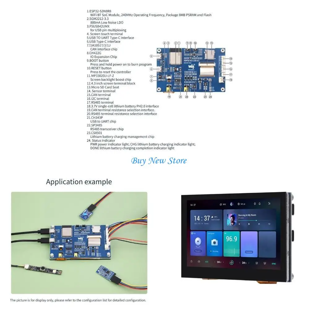 

20ce ESP32-S3 4,3-дюймовый емкостный сенсорный дисплей 32-битный процессор LX7 Processer Poard