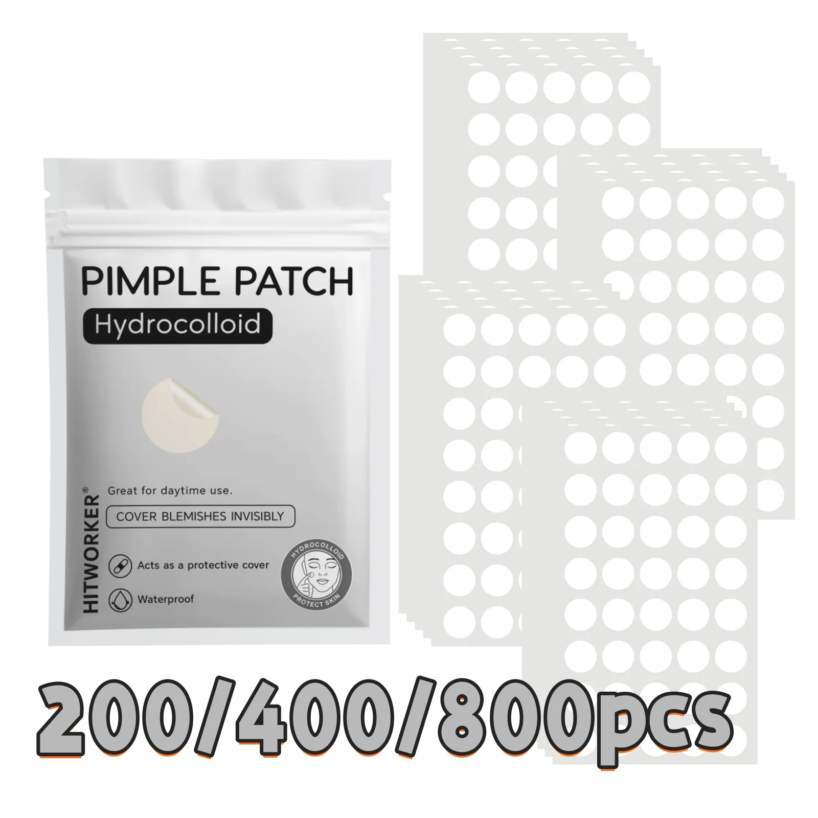 200/400/800 Parches Hidrocoloides para el Acné, Tratamiento Efectivo para Granos, Cubierta Invisible para Imperfecciones en la Piel del Rostro