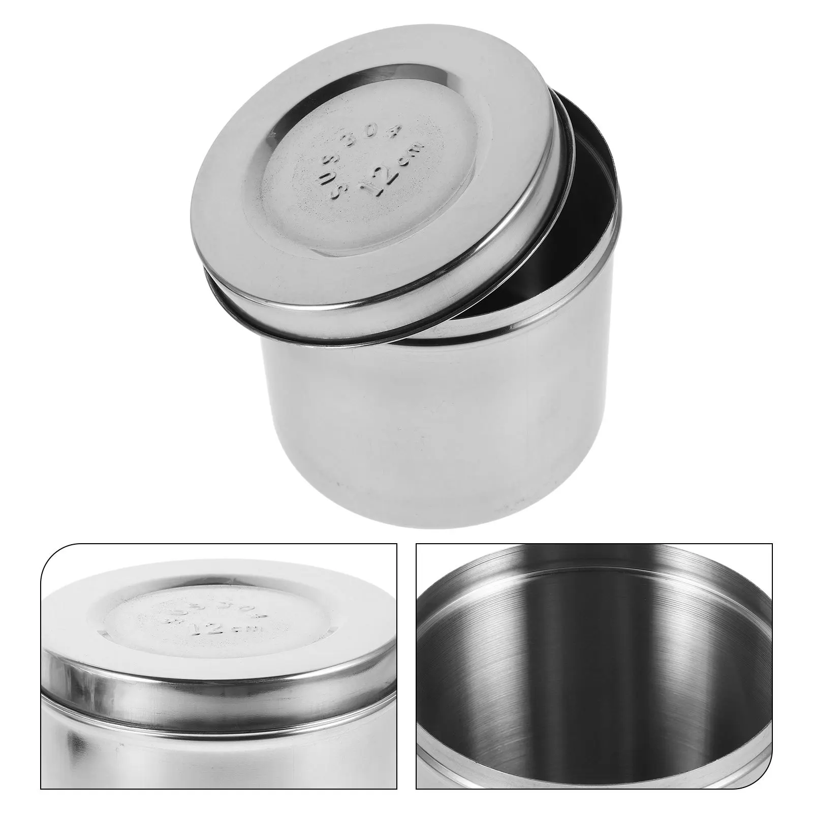 

Stainless Steel Jar 12cm Thickened Sealed Storage Container for Medical Cotton Balls Alcohol Ointment Durable Airtight