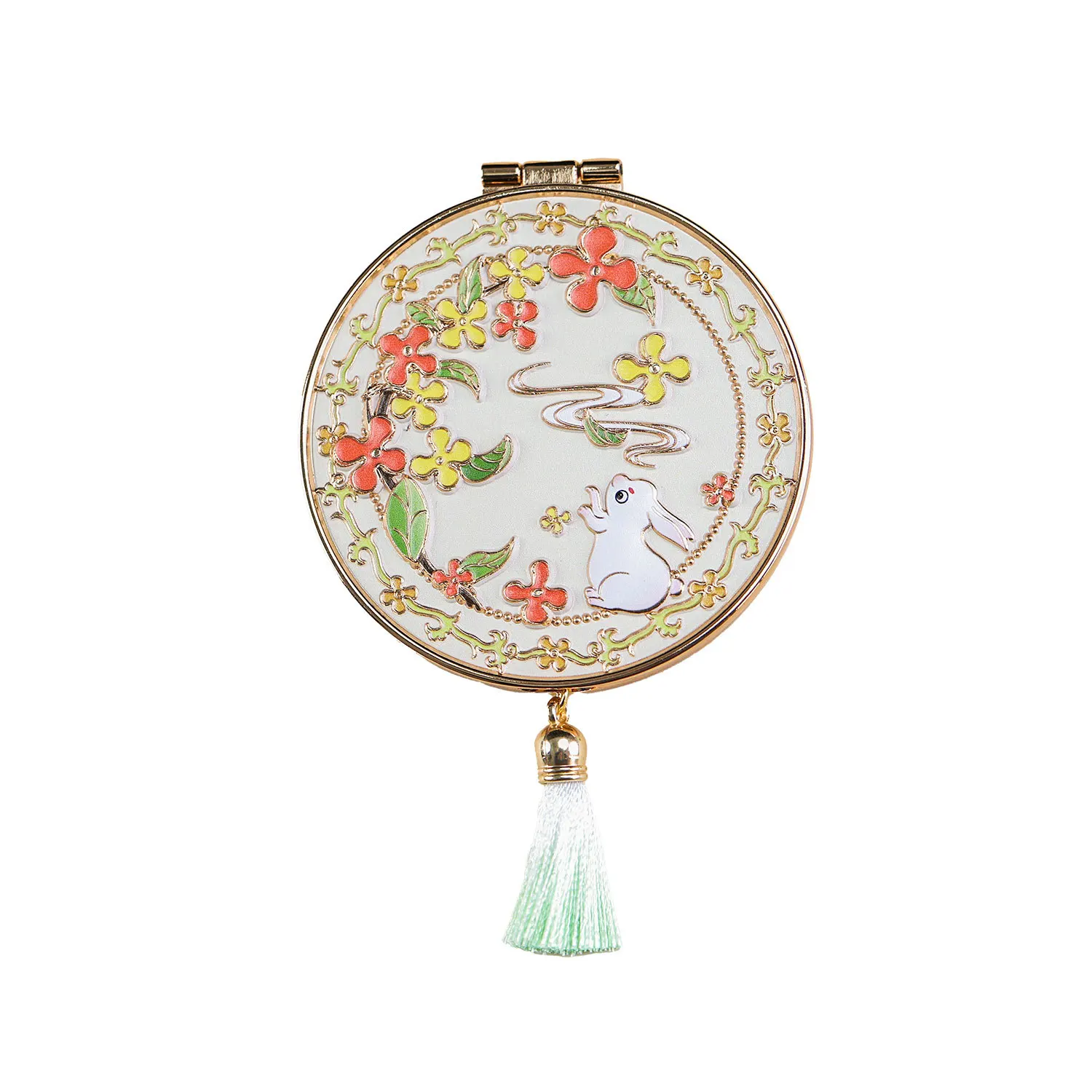 Folding Hand Mirror with Tassel Compact Makeup Mirror Portable Gifts for Women Wedding Souvenirs Mini Metal Vanity Mirror