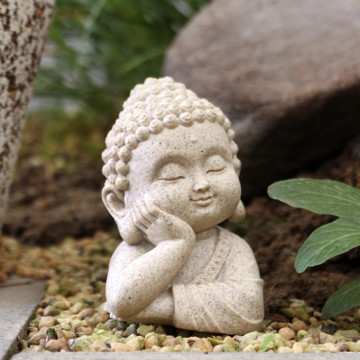 1 Cheek Holding Buddha Statue, Creative Home Decoration Ornament, Garden Bonsai Decoration Ornament, Housewarming Gift