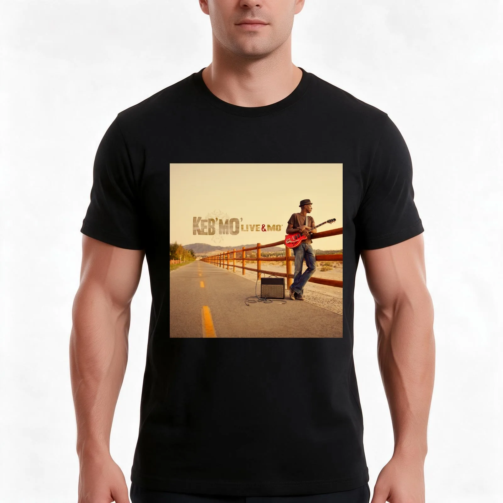 Keb Mo live mo T-Shirt, Summer Casual Cotton Tee, Oversized Streetwear Tops, Vintage Graphic Print, Loose Fit Short Sleeve