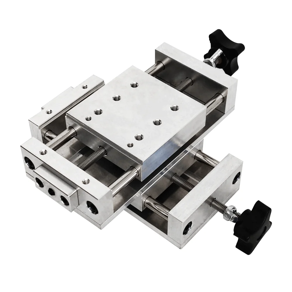 Imagem -02 - Atuador de Estágio Linear de Liga de Alumínio x Mesa Deslizante com Base Manual Linear Rail Guide Engenharia Mecânica