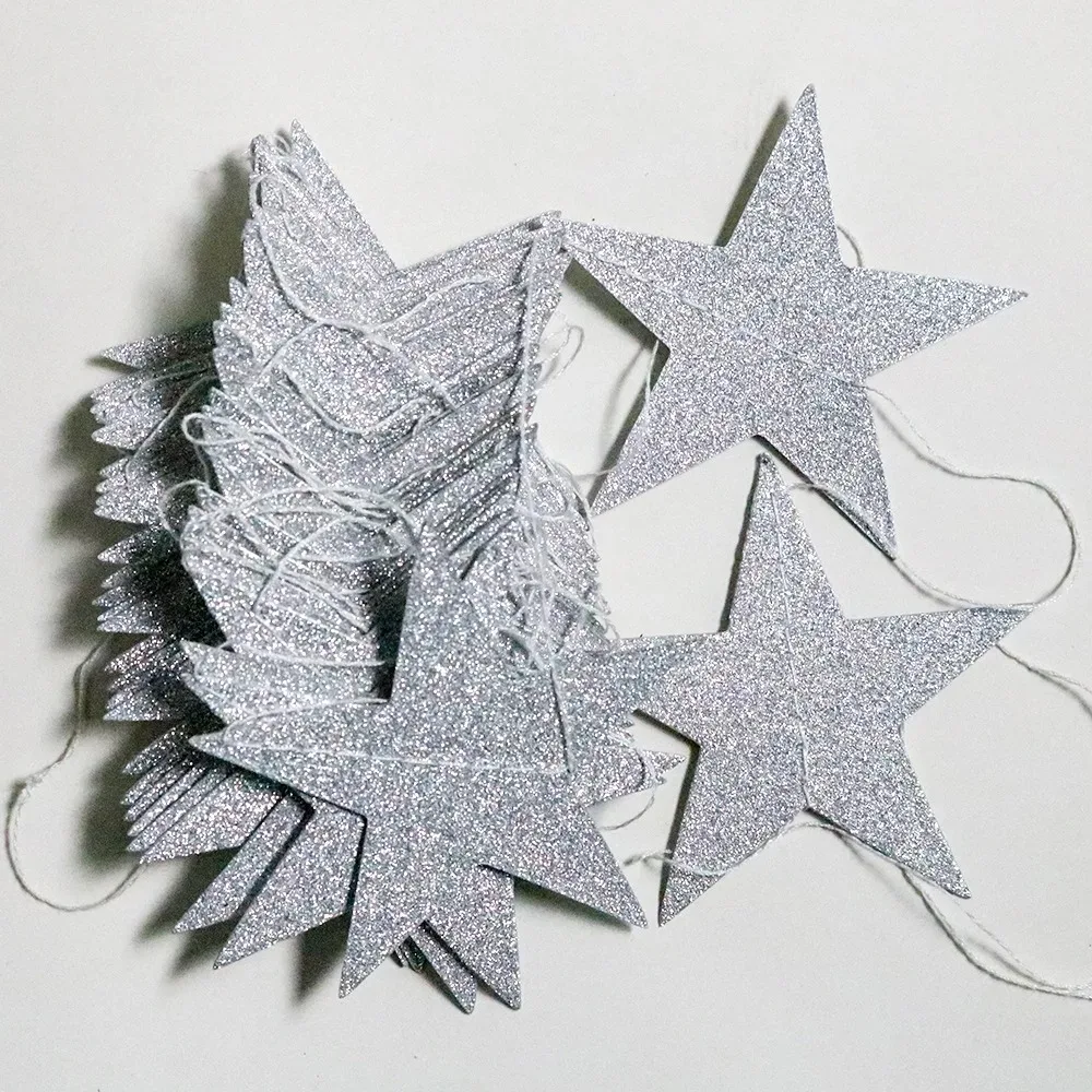 4M Hochzeitsdekoration Glitzer-Stern-Papiergirlande Wandbehang Banner Schnurkette Babyparty Geburtstag Jubiläum Partydekoration