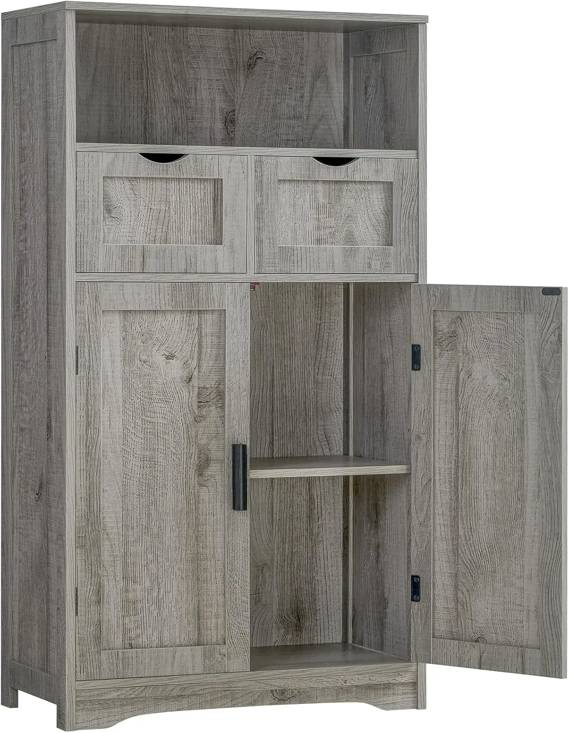

Storage Cabinet with 2 Drawers 2 Adjustable Shelves Kitchen Cabinet Cupboard for Living Room Kitchen Entryway Home Office Grey