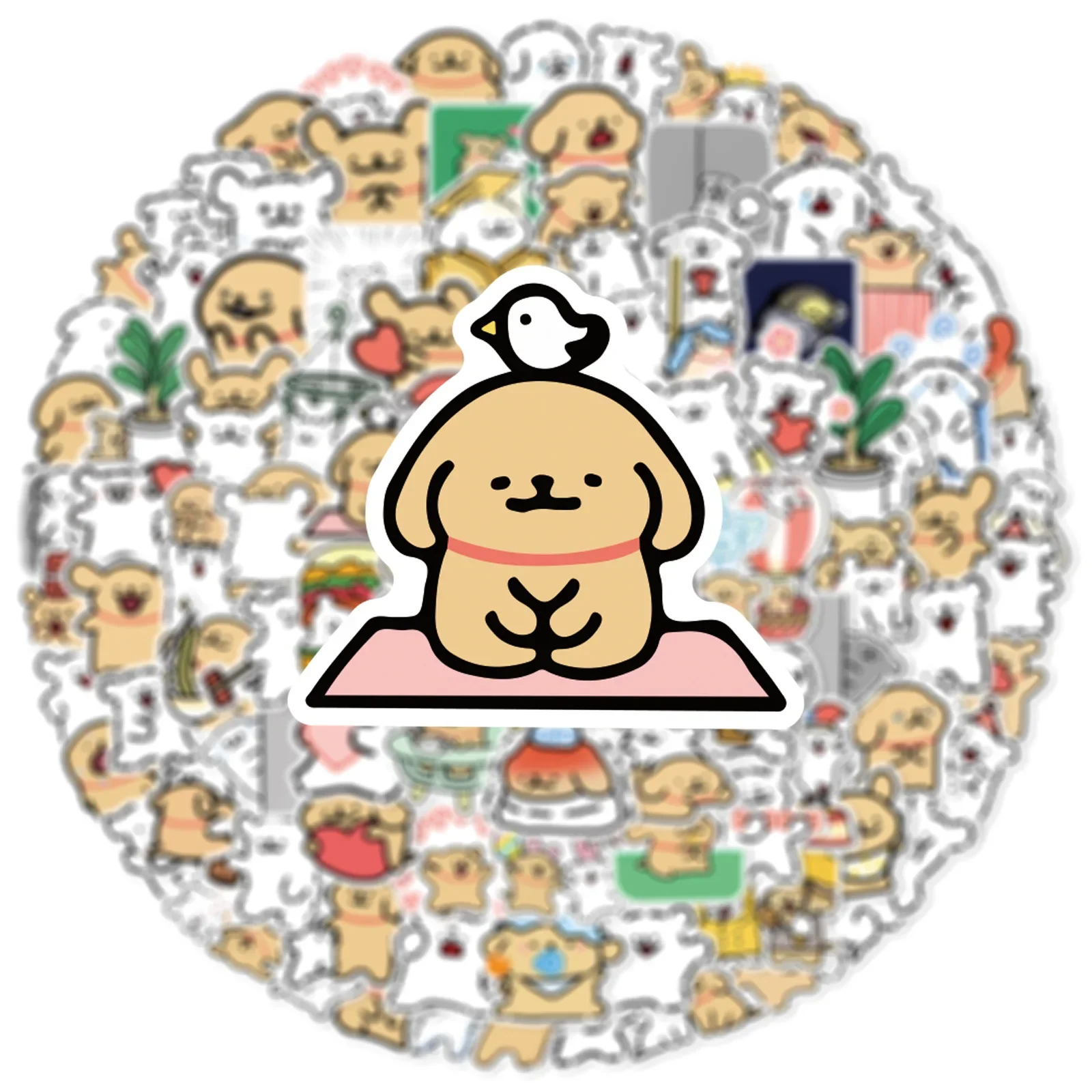 100PCS Cartoon Line Dog in The Book Cute Stickers DIY Kids Toys Laptop Luggage Skateboard Suitcase Guitar Graffiti Decal Sticker