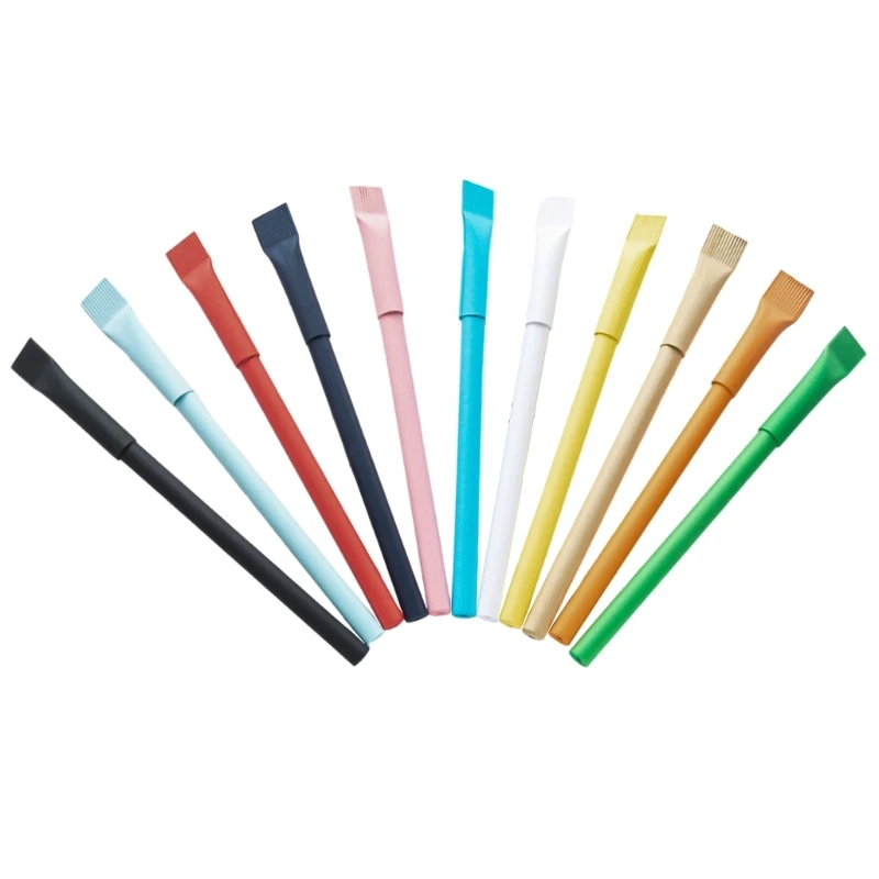 DXAB 10Pcs Paper Ballpoint Pens, Smooth Writing, Quick Drying Recyclable Paper Tube Ballpoint Pen for Students Teacher