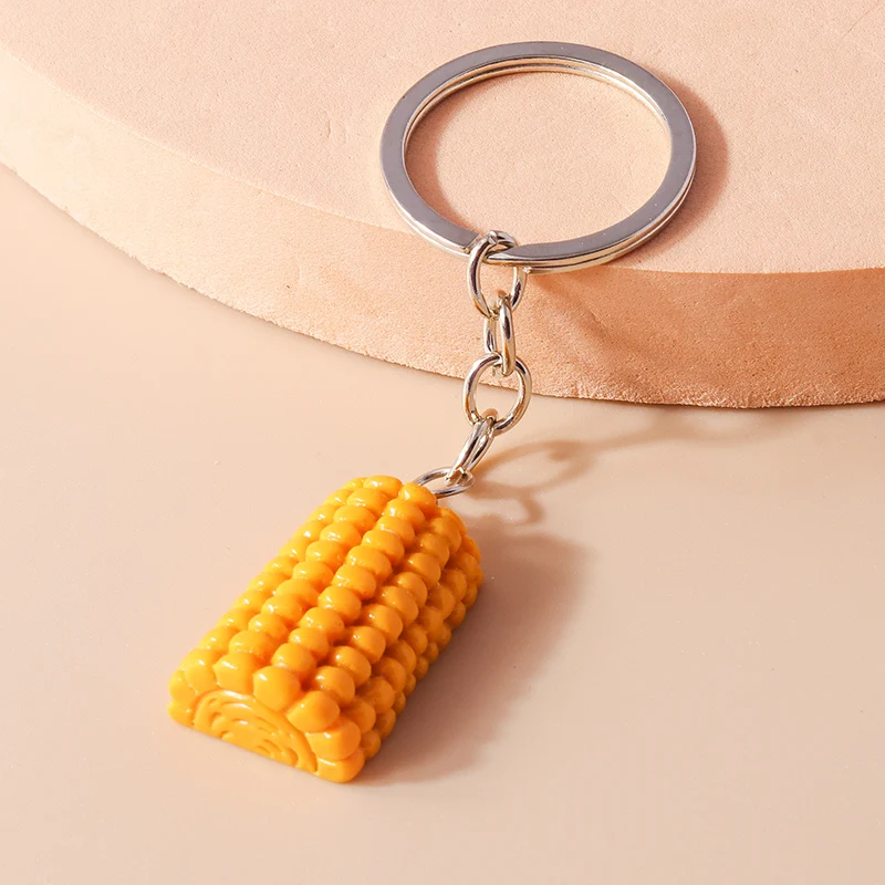 Cute Simulation Vegetable Keychains Resin Food Corn Charms Keyrings Souvenir Gifts for Women Men Car Key Handbag Key Chains