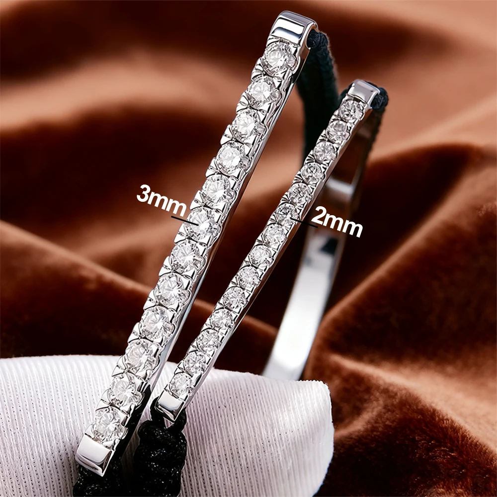 Adjustable Braided Rope 2/3mm Moissanite Bracelet for Women Men D Color Lab Diamond 925 Sterling Silver Classic Party Jewelry