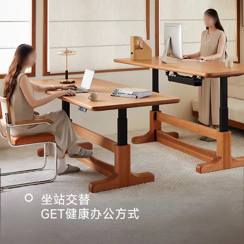

Electric lifting table Large board dining table wood color to the living room Large long desk Solid wood workbench Double