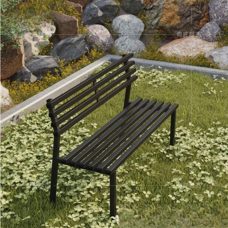 Outdoor courtyard iron disassembled park chairs, simple indoor and outdoor double row chairs