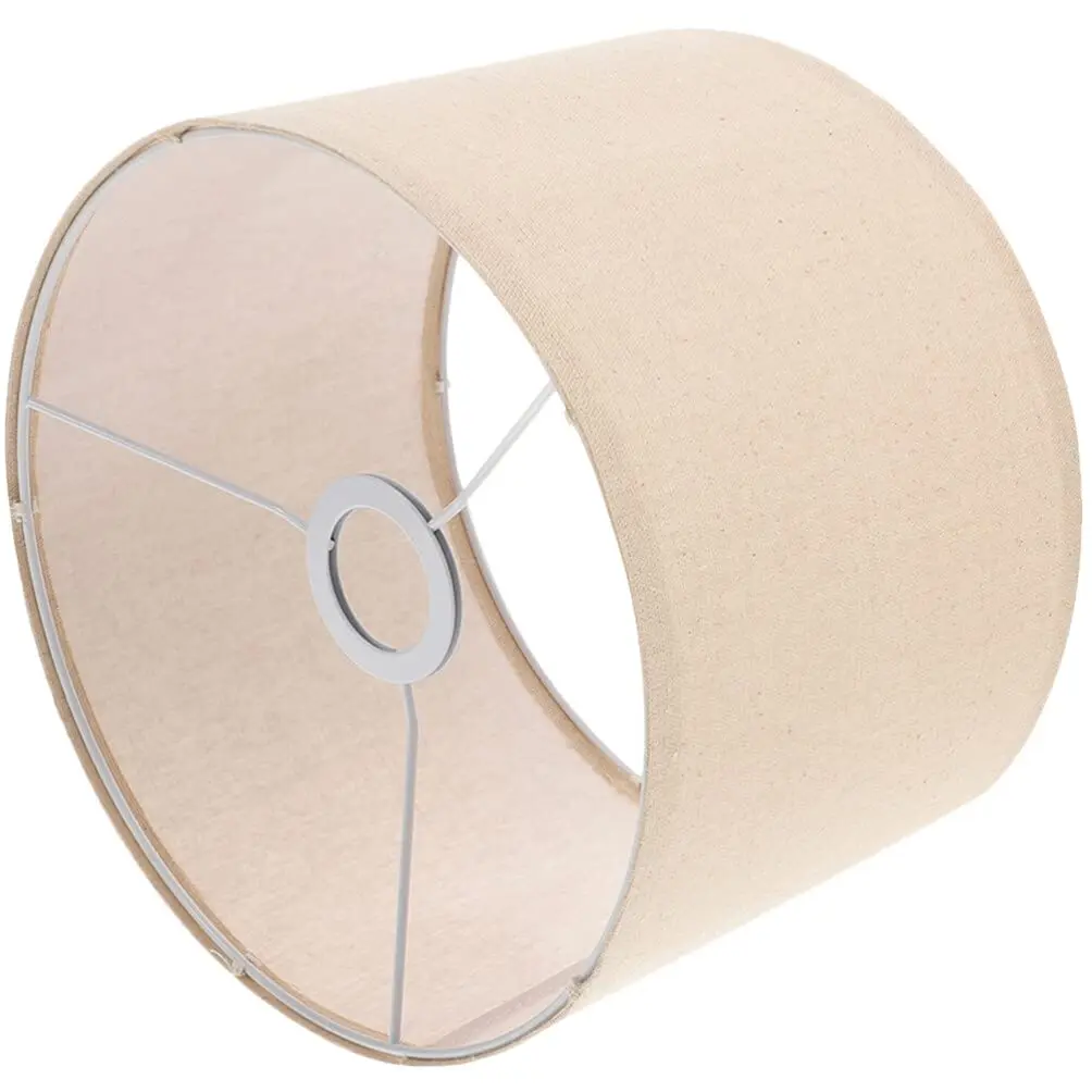 Lamp Shades Drum Lampshade for Table Lamps Floor Lamp,  Beige Large Line Fabric Lamp Shades, Easy Assembly Replacement Lampshade