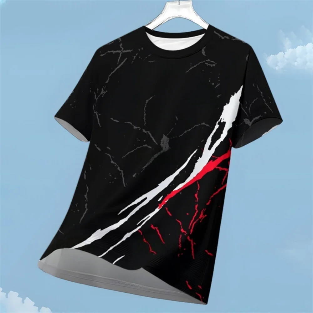 Fashionable Geometric 3D Print Sports Breathable Men T-Shirt Running Fitness Outdoor Football Shirt Simple Casual Short Sleeve