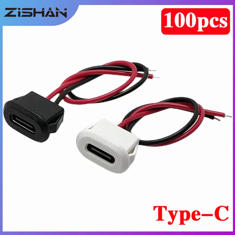 

100Pcs USB Type C Connector Jack Female Type-C With card buckle 3A High Current Fast Charging Jack Port USB-C Charger Plug