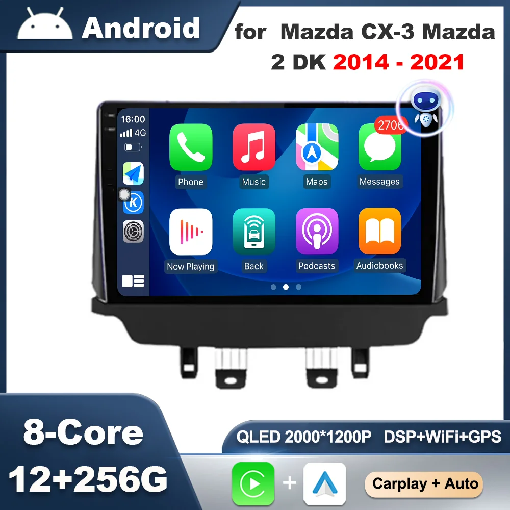 

For Mazda CX-3 Mazda 2 DK 2014 - 2021 Android Intelligent System DSP Stereo 9 inch Car Radio Audio Multimedia Player Auto Tools