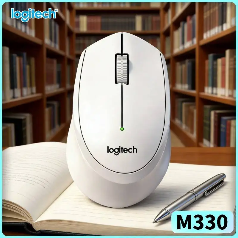 Logitech M330 Silent Plus Mouse Wireless USB Receiver 2.4GHz Thick Frame for Desktop Laptop Office Area Desk Mat