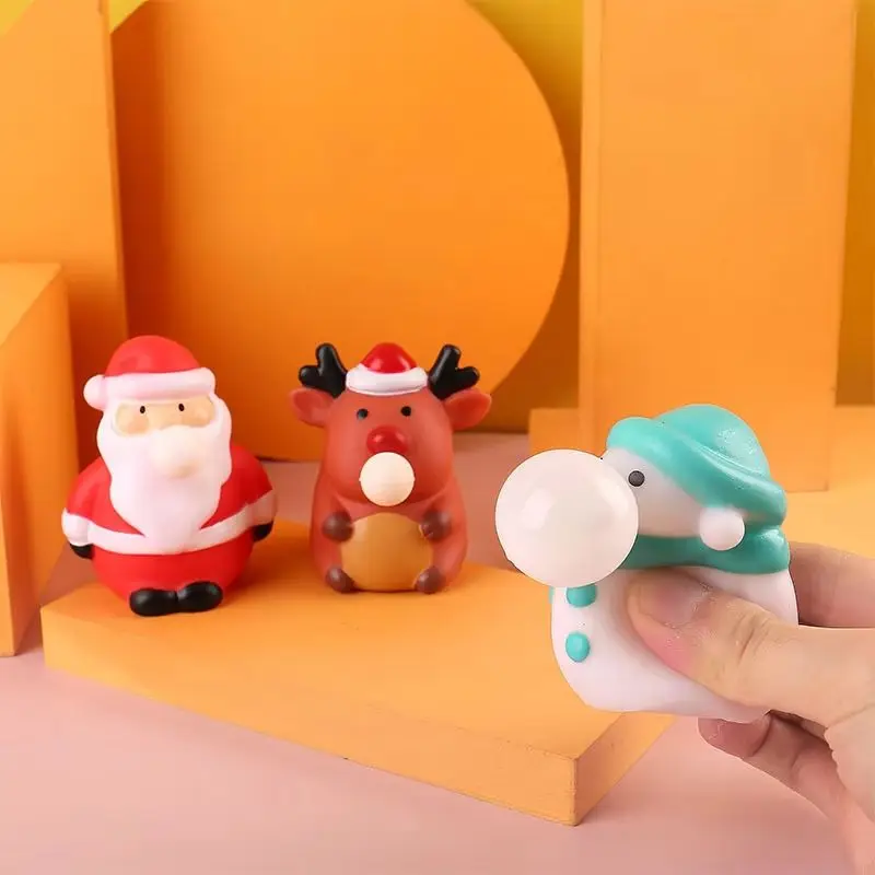 Christmas Extrusion Toys Anti Stress Balls Santa Claus Snowman Elk Decompression Squeeze Sensory Toys Kids Christmas Party Gifts