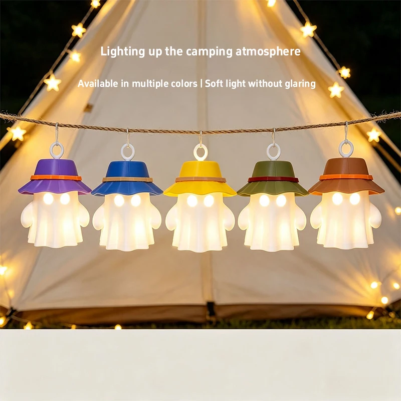 New Halloween 3D Printed Adorable Ghost Night Light Spooky Outdoor Campsite Guardian Decoration For Party Garden Light Decor