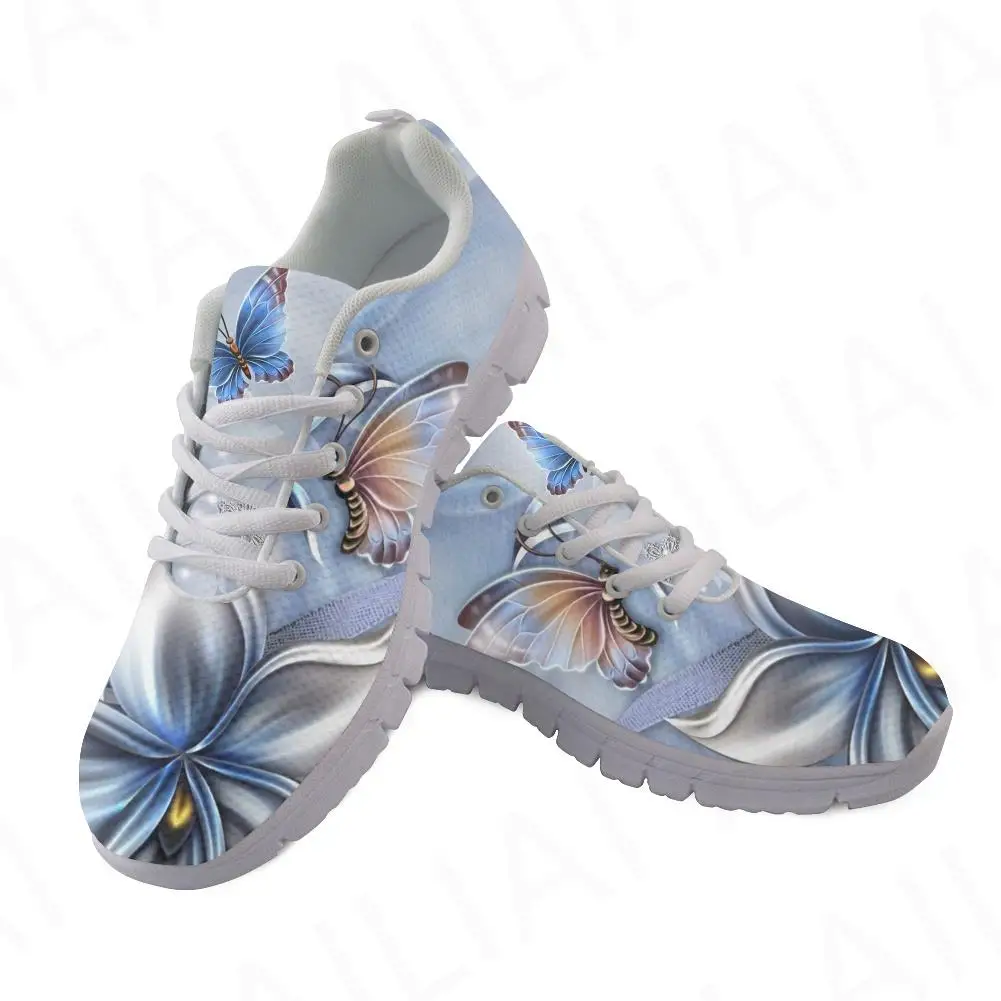 Ladies Casual Sneakers Shoes Fashion Art Creative Print Lace Up Flats Wear Resistant Breathable Mesh Shoes Footwear 2022