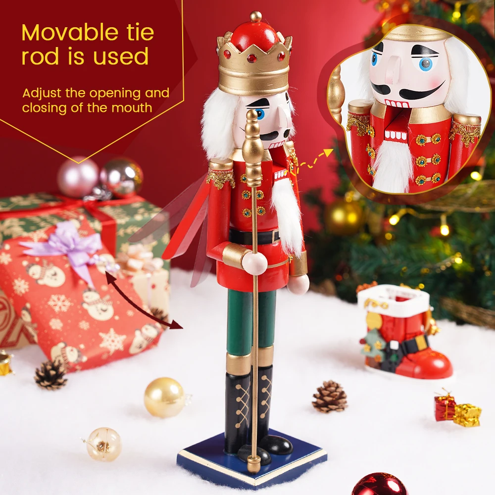 1Pcs 50CM Christmas Nutcracker scepter Cape King Christmas Decoration European Walnut puppet creative home decoration