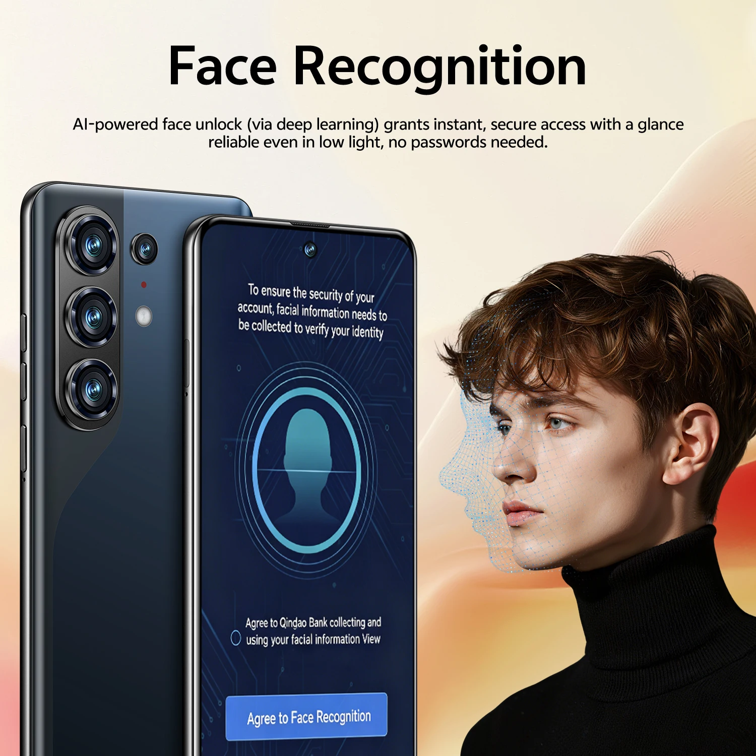 IVMI Camon50 Pro Curved Screen Smartphone Android 3GB RAM 16GB ROM Dual SIM GPS Google Play Store Face ID Unlock Mobile Phones