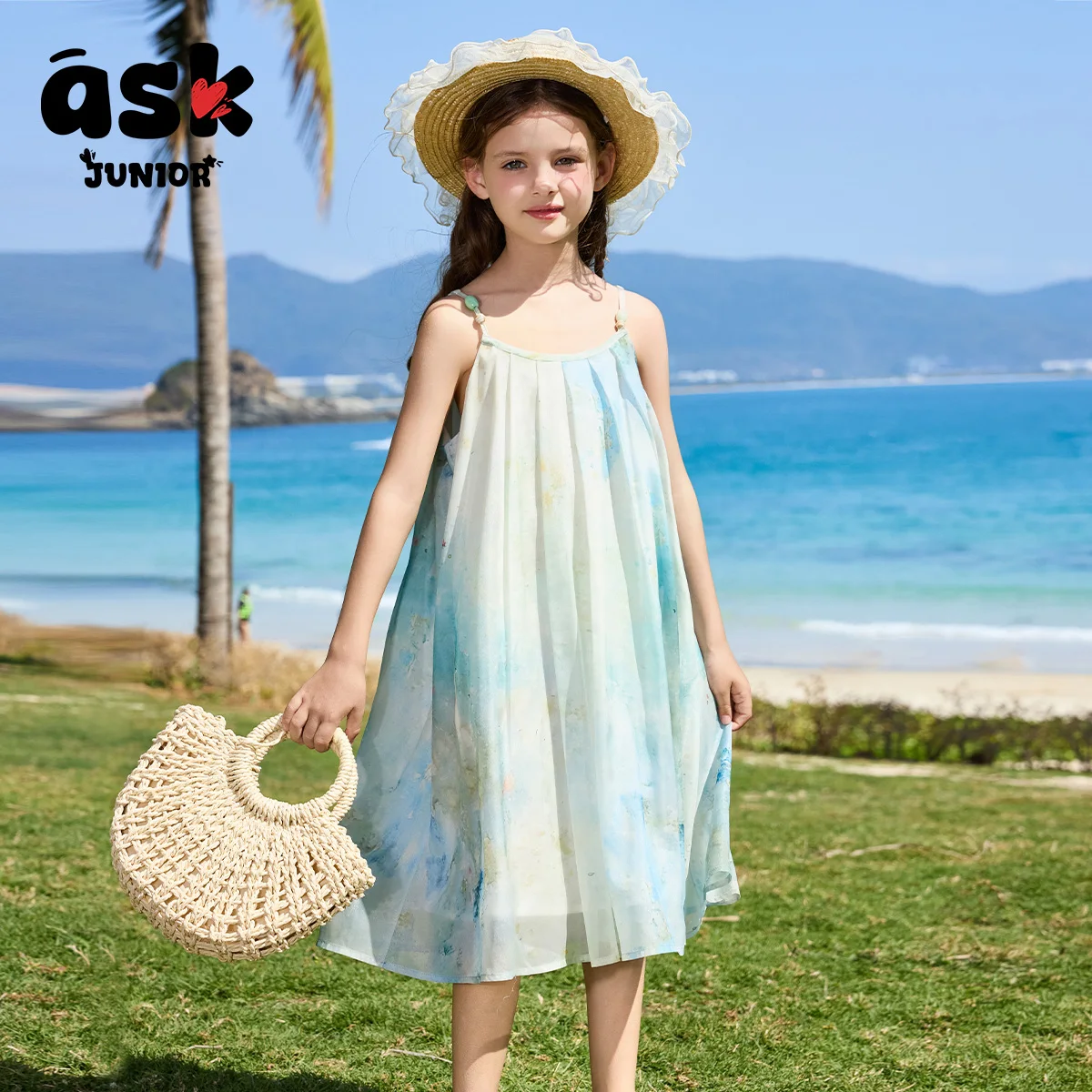 تنورة شيفون رقيقة بحمالات للأطفال في الصيف في منتصف العمر وكبار السن ، فستان مراهقات ، نمط عطلات للبنات #5