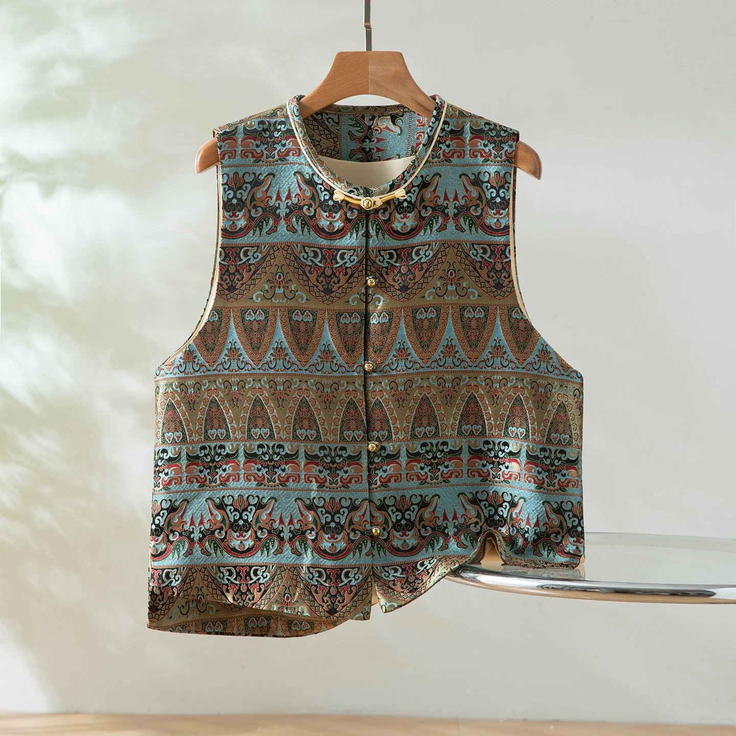 

True Silk Tang Jin Embroidered Vest round Ne Women's Sle New Chinese National Faion Outerwear Top Commute Sle