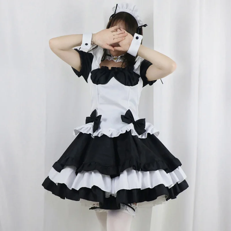 Costume de Cosplay Lolita Noir et Blanc pour Femme, Robe de Servante, Uniforme de Scène de ix303