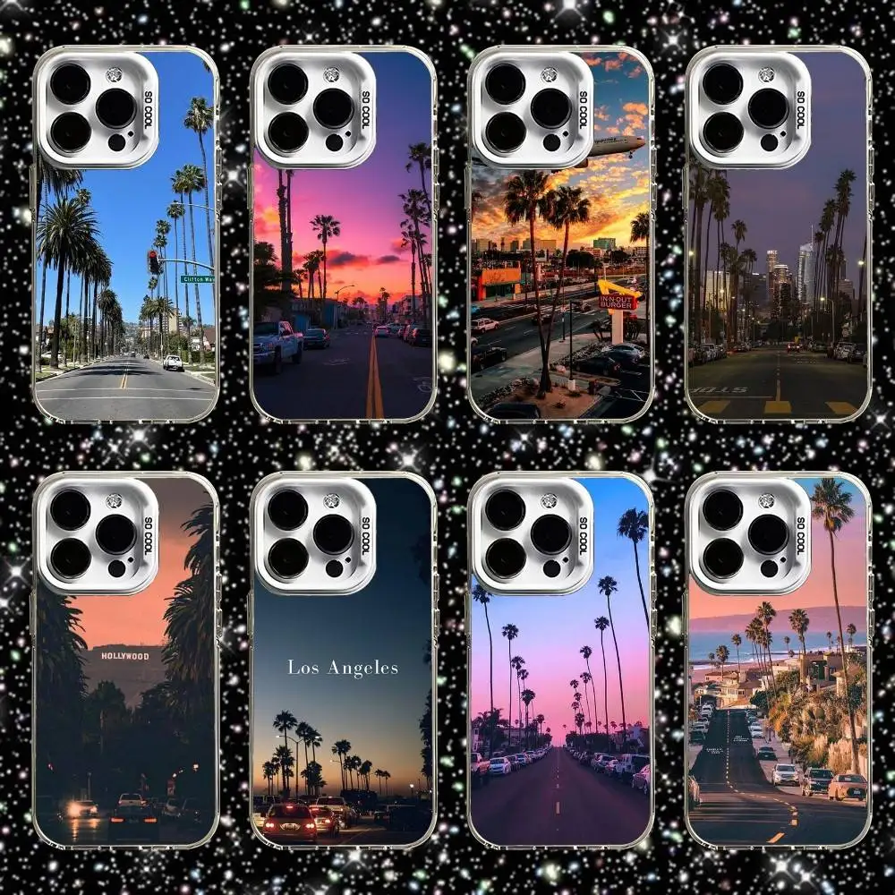 Travel Los Angeles California Phone Case For iPhone 16,15,14,13,12,11,Pro,XS,Max,Plus,Mini,SE White Candy Matte Shockproof Cover