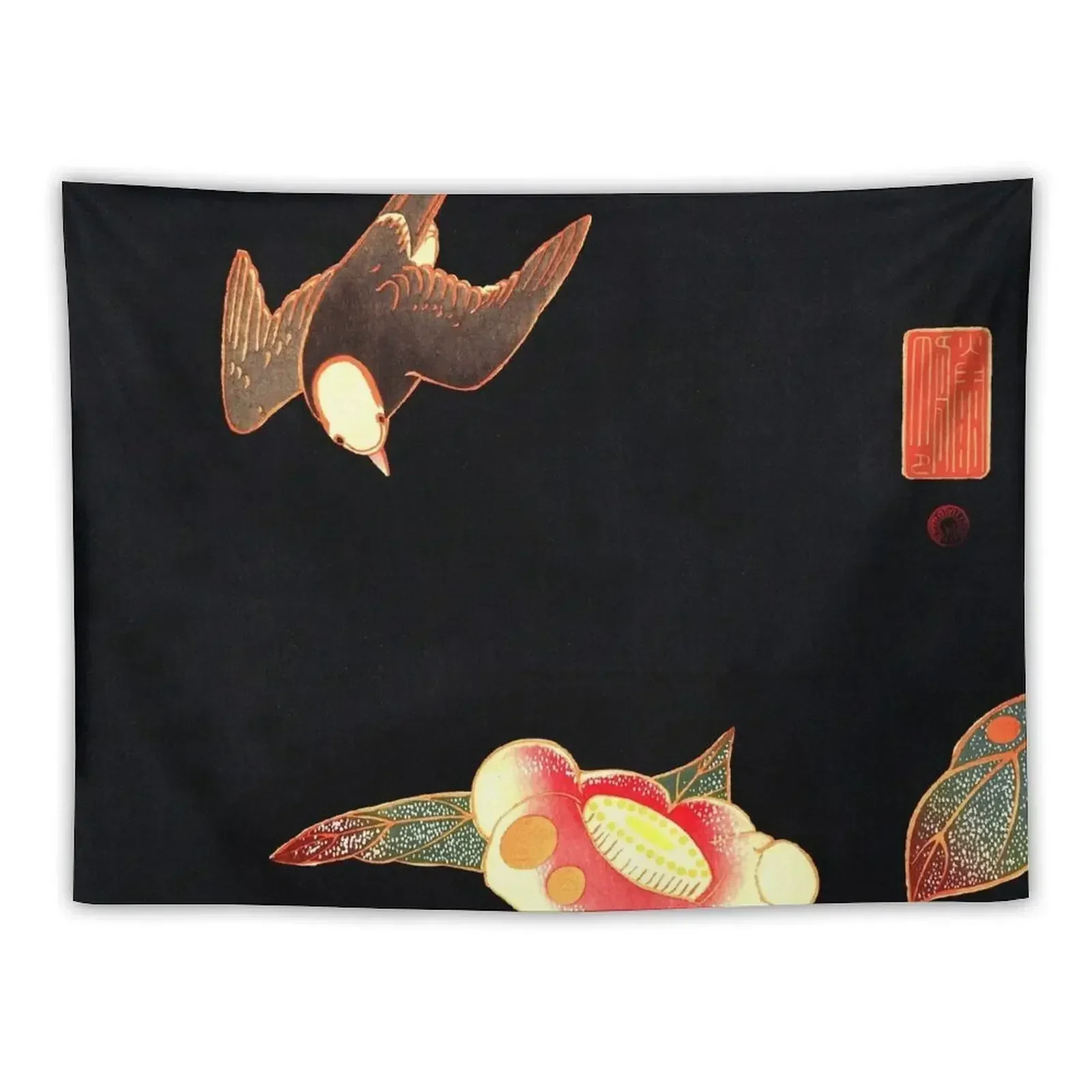 Ito Jakuchu - Swallow and Camellia Tapestry Wallpapers Home Decor Home Decorations Aesthetic Tapestry