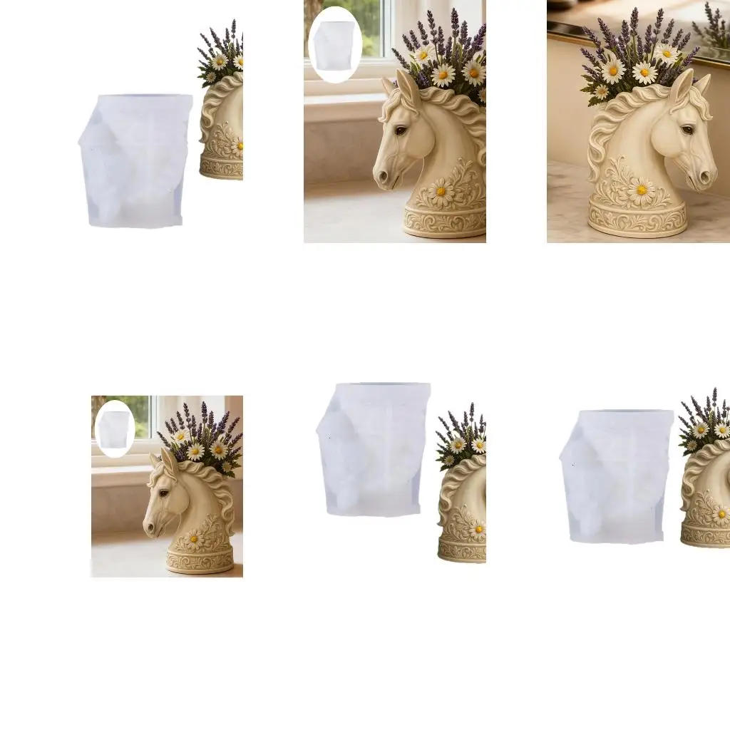 

Multifunctional Flower Vessel Silicone Mold Horse Head for Handmade Craft