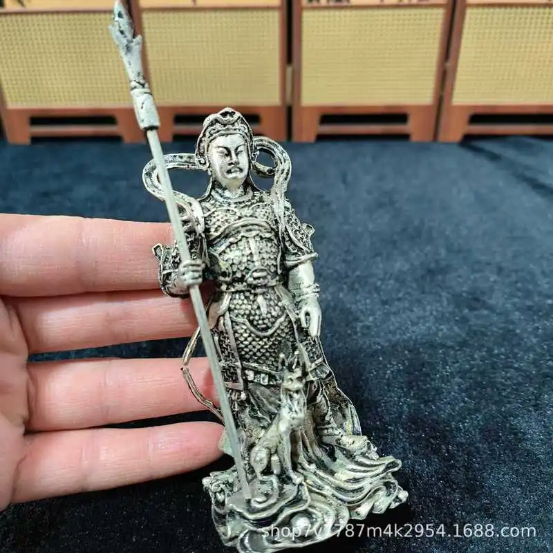 Brass Craftwork Silver-Plated Erlang Shen Yang Jian Home Decorative Ornament