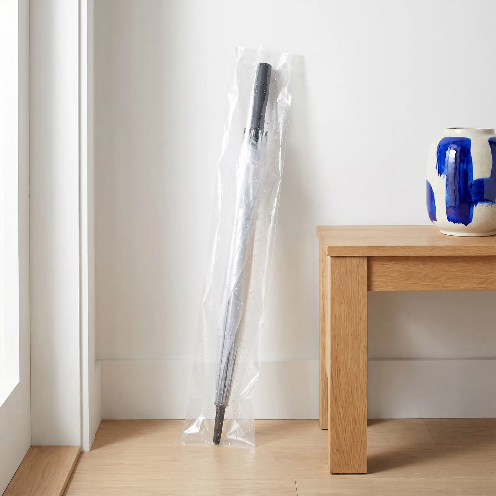 100 unidades de bolsas transparentes de plástico para paraguas, cubiertas grandes para proteger de la lluvia, bolsas desechables con asa larga, recambios para máquinas automáticas de paraguas, ideales para entradas.