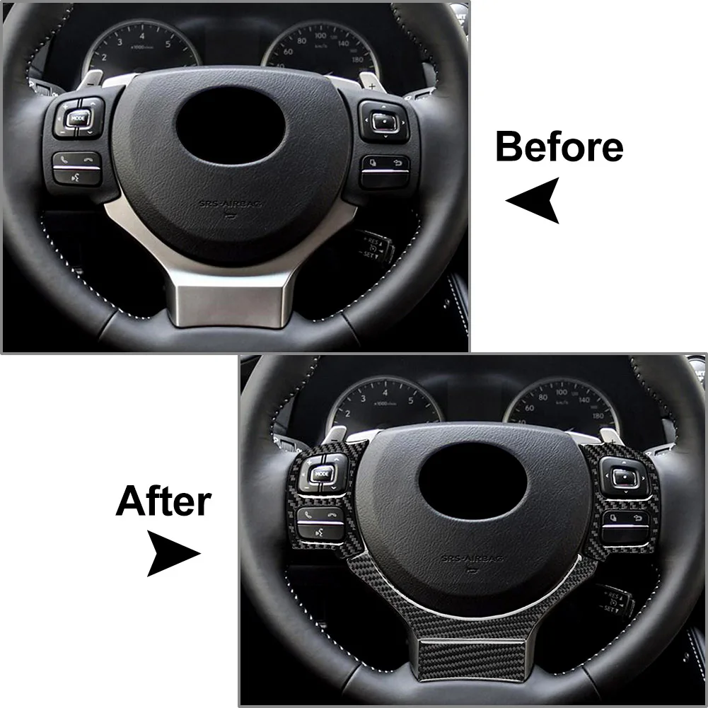 4 Pcs Carbon Fiber Pattern Car Steering Wheel Cover Sticker Decotration Trim For Lexus IS250 NX200 NX200t NX300h 2014-2017