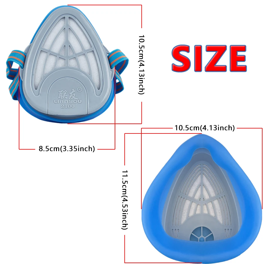 Simple Dust Mask Respirator พร้อมตัวกรองผ้าฝ้ายจมูกปากครอบคลุม Anti-Dust หน้ากากยางครึ่งหน้าแบบใช้ซ้ําได้สําหรับการป้องกันการทํางาน