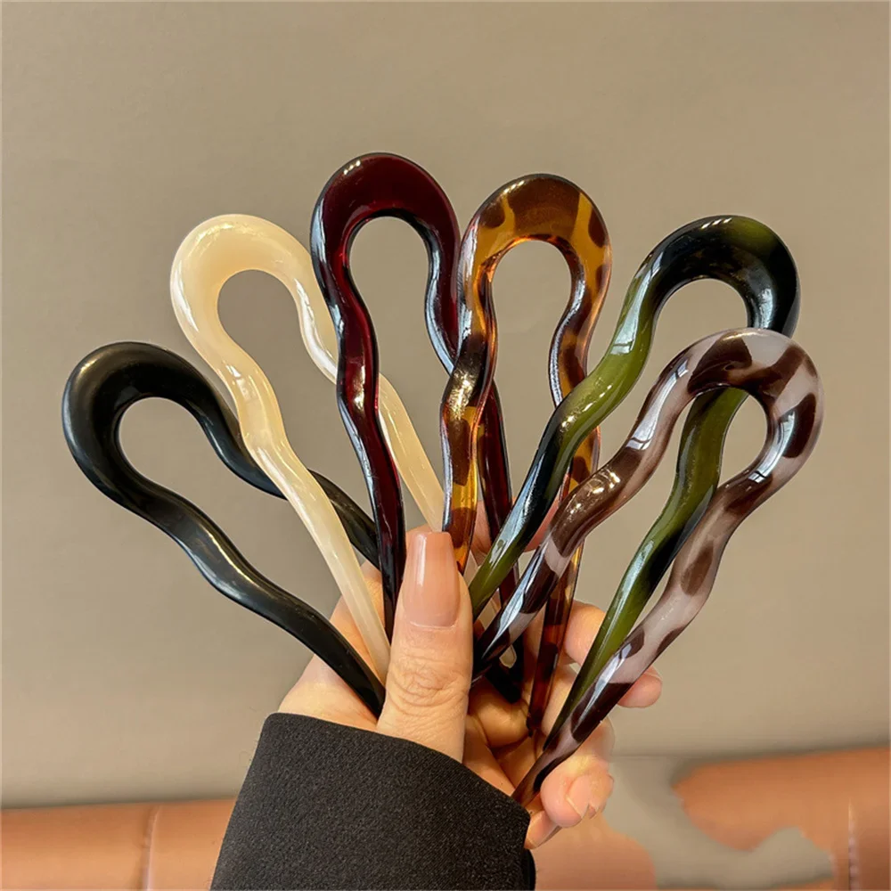 Elegant Acrylic U-shaped Hair Fork,Fashionable Bun Shaped Hair Clip,Geometric Headband Hair Stick, Exquisite Girl Accessory Gift