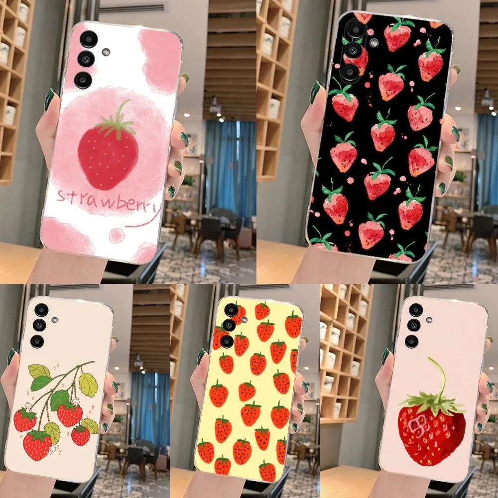 Delicious Pink Strawberry Fruit Phone Case For Samsung Galaxy A71,70,52,51,40,31,A50,30S,21S,Note20ultra Transparent Cover