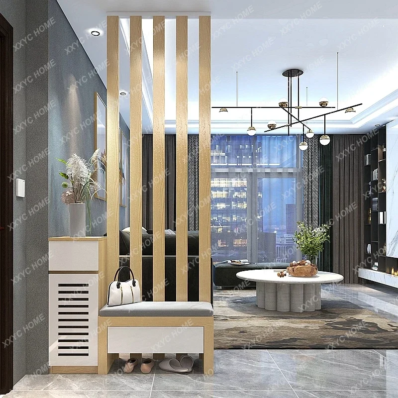 

Modern simple living room screen partition entrance cabinet foyer white paint decorative cabinet