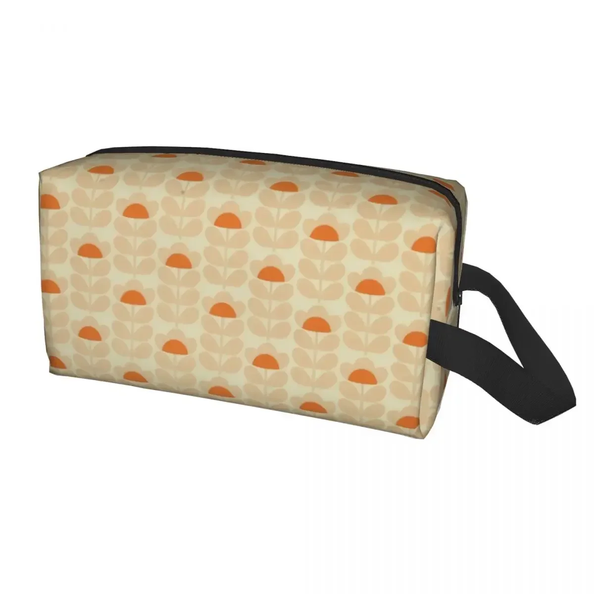 Custom Orla Kiely - Sweet Pea Orange Cosmetic Bag Women Cute Large Capacity Makeup Case Beauty Storage Toiletry Bags