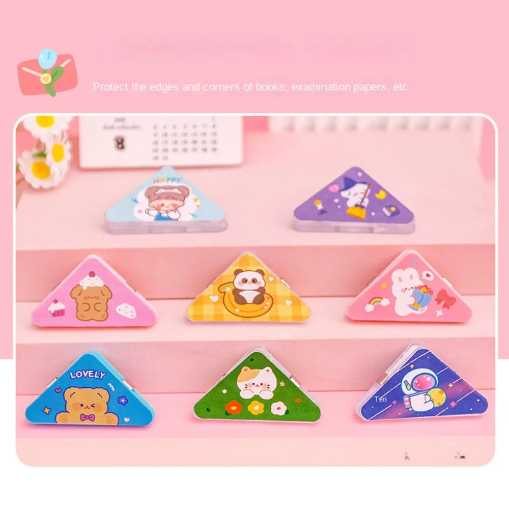 5pcs Bookmark Cartoon Triangle Paper Clips Photo Clamp Convenient Kawaii Triangle Page Holder Desk Organizer Cartoon