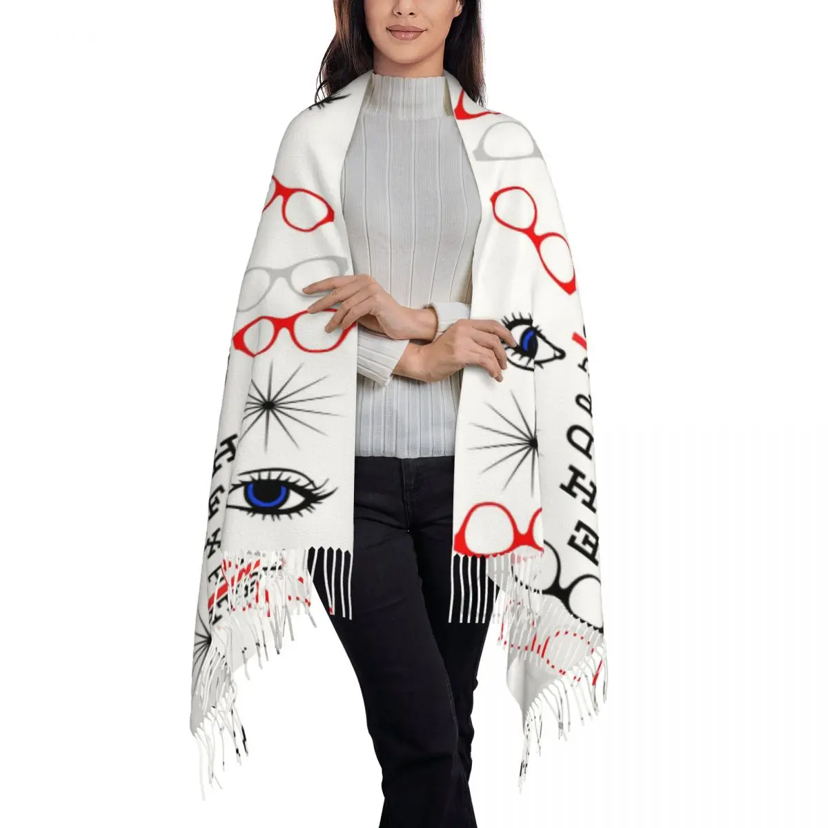 Ophthalmologist Optician Eye Clinic Fun Design Scarf Tassel Scarves for Women Soft Shawls and Wraps Large Fall Winter Shawl Wrap