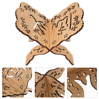 Book Shelf Stand for Koran Kuran Quran Books Eco Friendly Wood Material Hollow Flower Design Portable Simple Desktop