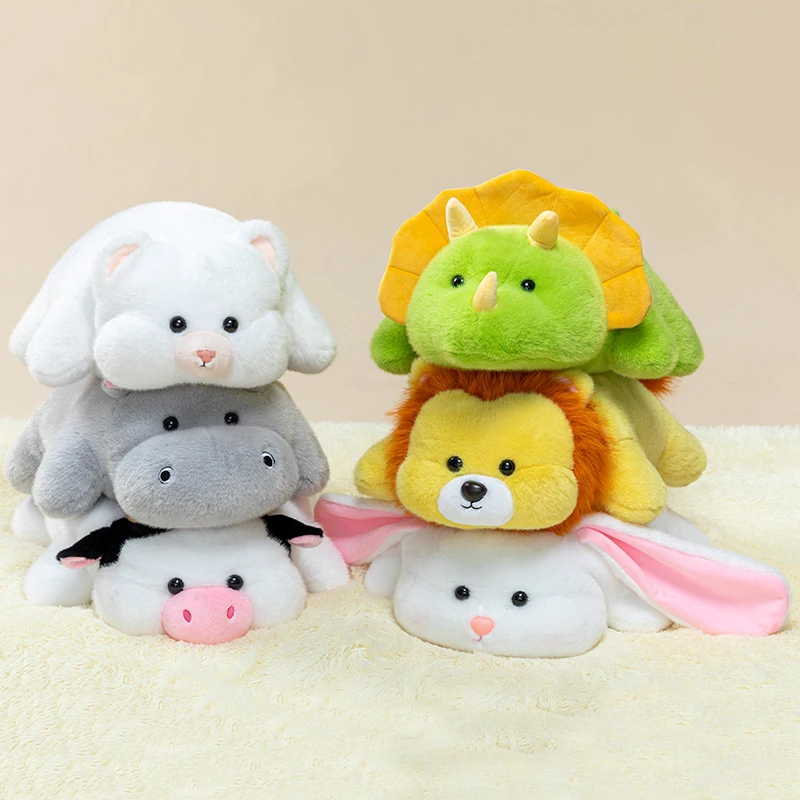 

1Pc 45cm Plush Lying Dinosaur Lion Cow Hippo Ferret Rabbit Plush Toys Squishy Animal Pillow Stuffed Soft Cushion Dolls Gift