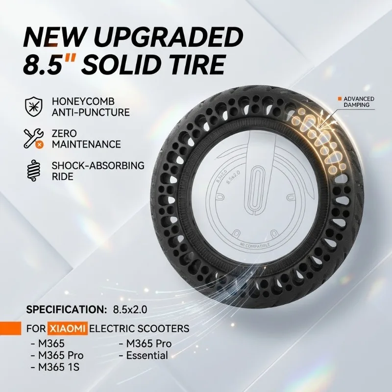 

New 8.5 Inch Solid Tire 8.5x2.0 Honeycomb Anti-Puncture for Xiaomi M365 M365 Pro 1S Electric Scooter