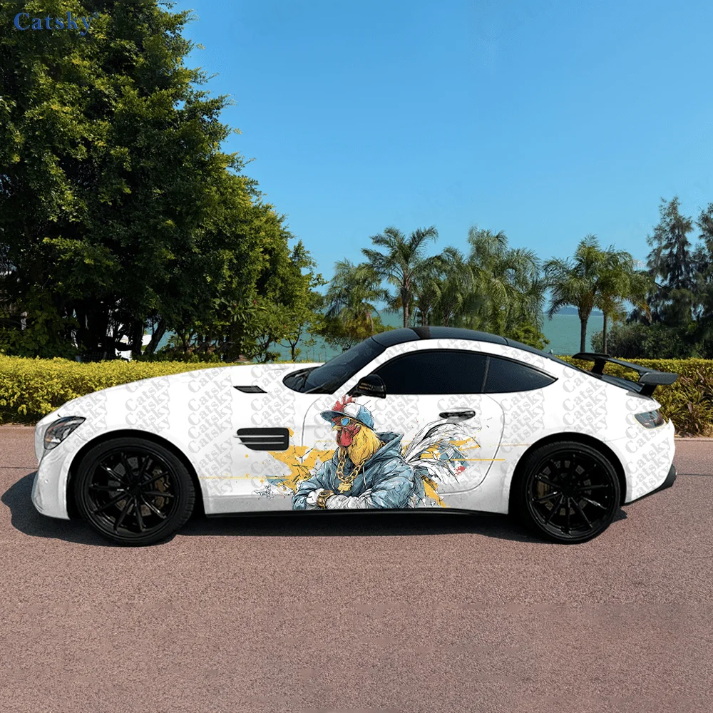 

2 шт., модная наклейка в стиле хип-хоп с петухом, самоклеящаяся водонепроницаемая и устойчивая к царапинам наклейка из ПВХ, автомобильные виниловые наклейки