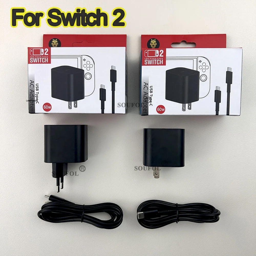 

High Speed 60W AC Adapter for NS Switch 2 Steam Deck USB Charger For US /EU Plug Power Supply Accessories