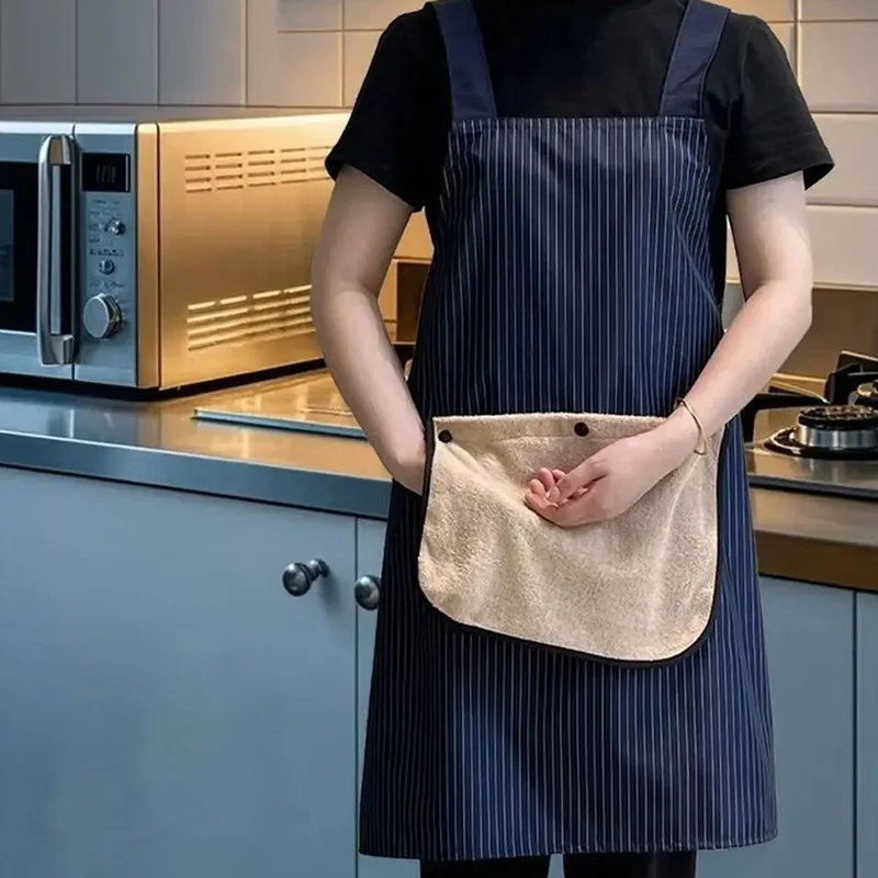1 Pcs Sleeveless Cross Back Restaurant Uniform Removable Hand Towel Anti Fouling Cooking Baking Waterproof Kitchen Apron