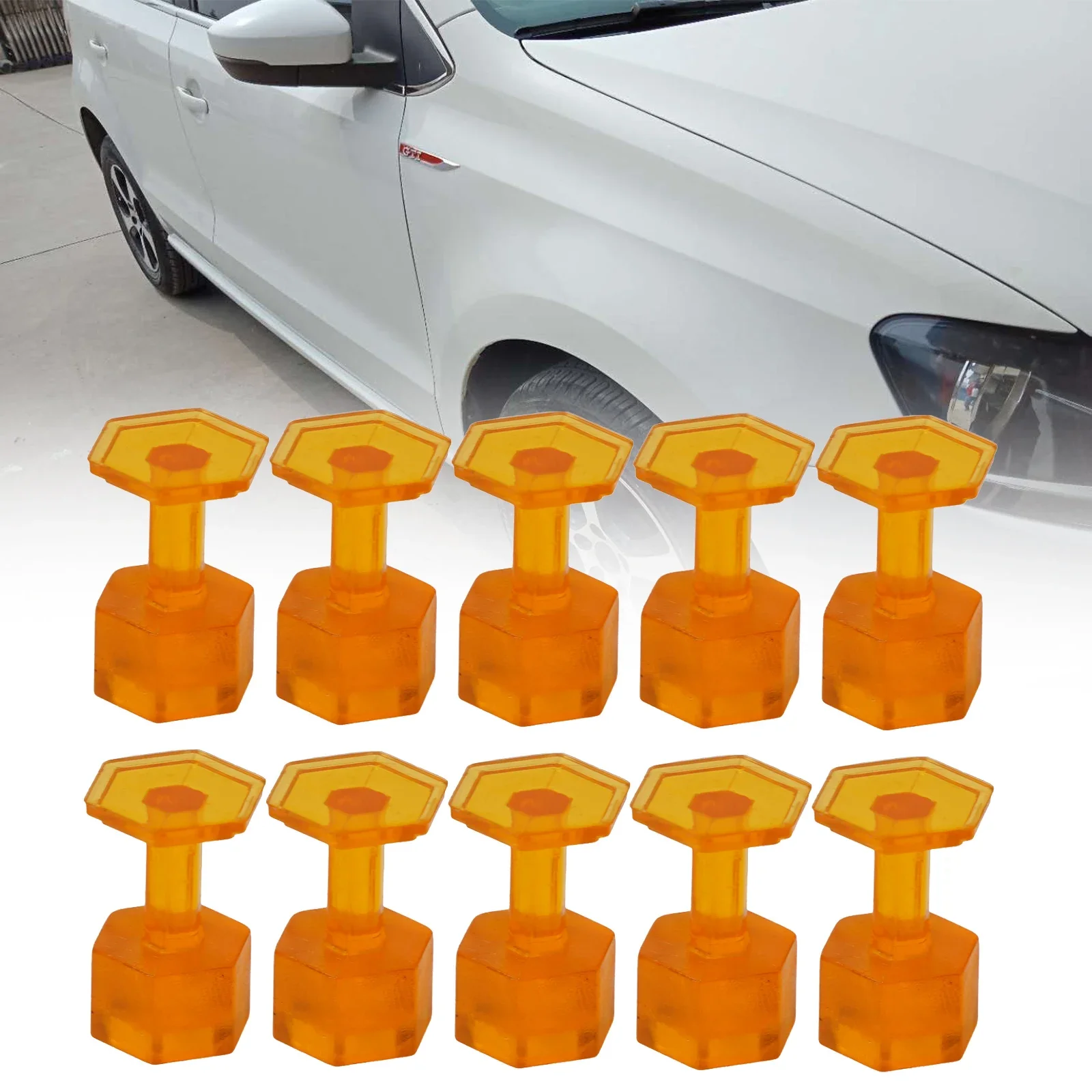 10pcs Glue Tabs- Dent Removal Tool Car Paintless- Dent Repair- Non-marking Repair Square- Hex Leveling Shims- Maintenance Tools-